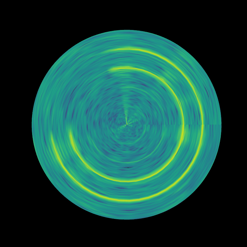 Circular STFT heatmap of recovery EEG, shown as a record